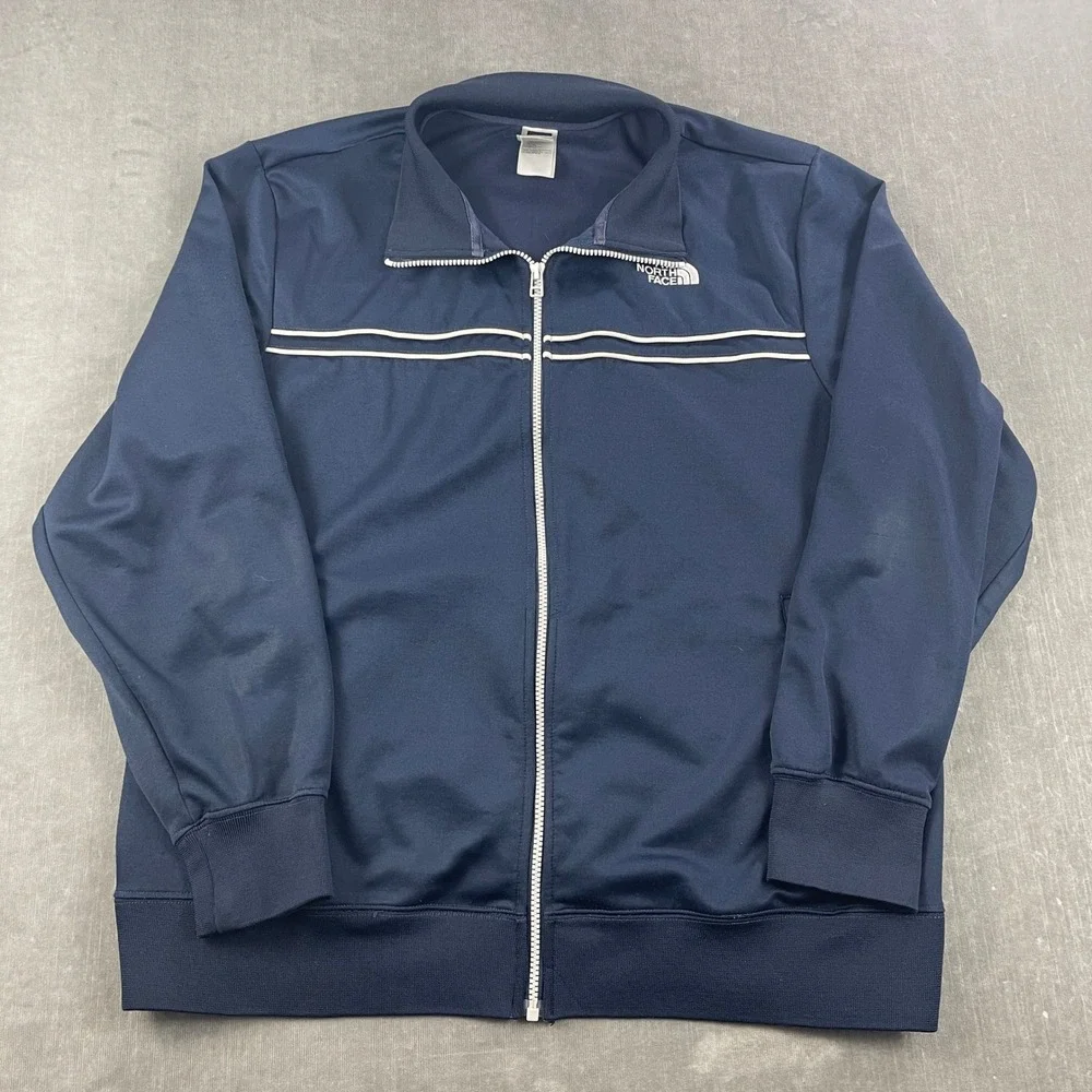 The North Face Mens X-Large Navy Blue Track Jacket Full Zip Piping Logo